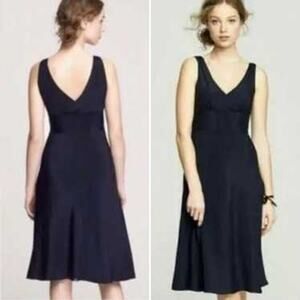 J.Crew Sophia Black V-Neck 100% Silk Dress Elegant Formal LBD